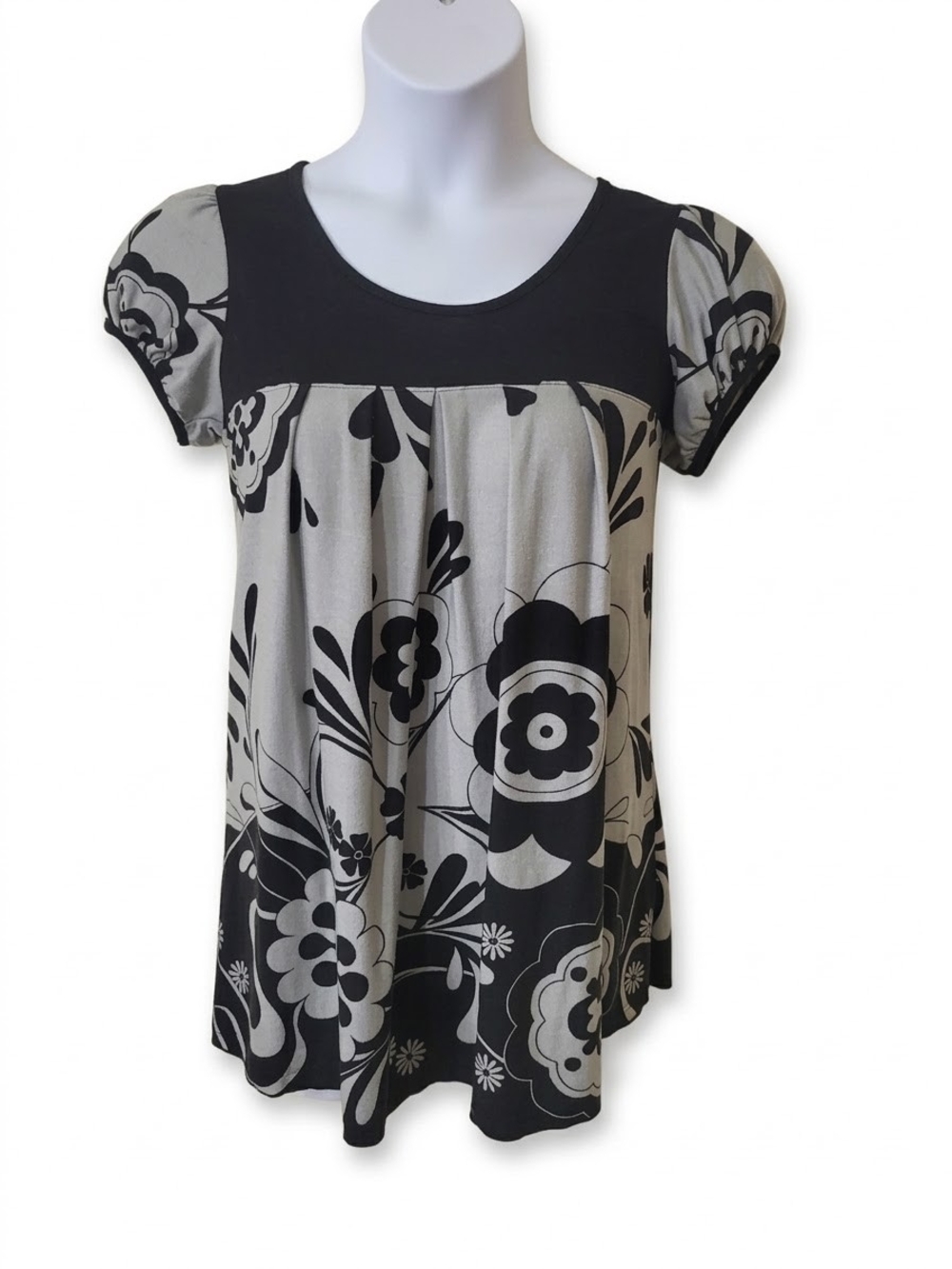 Vintage Dark Moody Floral Babydoll Top
